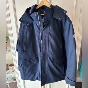 Lands' End Navy Hooded Down Coat